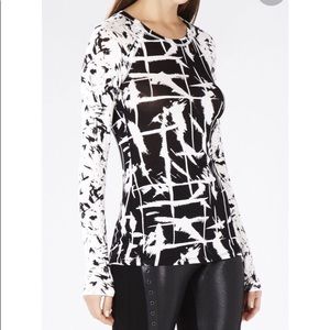 Bcbg “Claudine” crewneck print blocked top